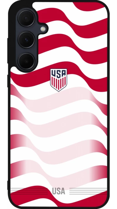 Coque Samsung Galaxy A55 5G - Silicone rigide noir Maillot de football États-Unis 2026 personnalisable