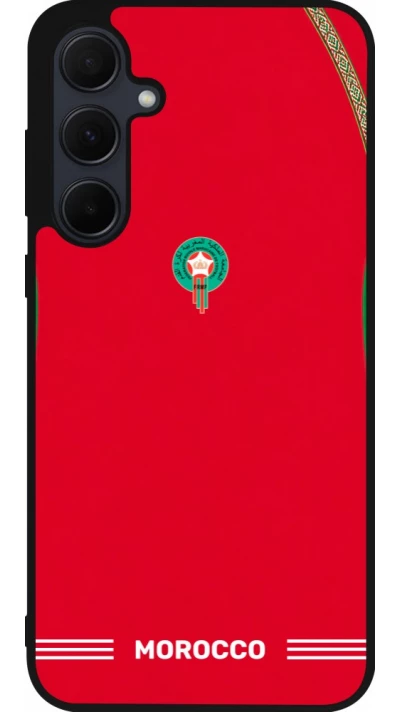 Coque Samsung Galaxy A55 5G - Silicone rigide noir Maillot de football Maroc 2026 personnalisable