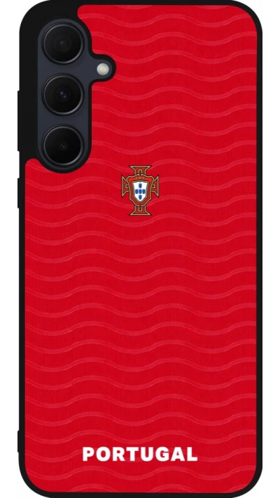 Coque Samsung Galaxy A55 5G - Silicone rigide noir Maillot de football Portugal 2026 personnalisable
