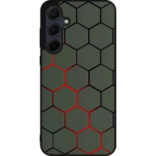 Samsung Galaxy A55 5G Case Hülle - Silikon schwarz Geometric Line red