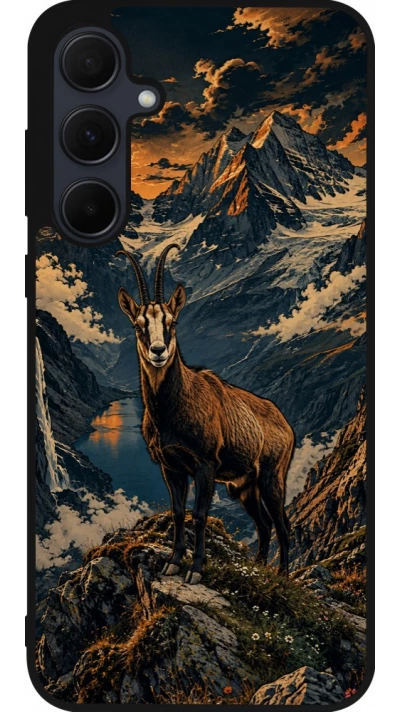 Coque Samsung Galaxy A55 5G - Silicone rigide noir Linocut Chamois