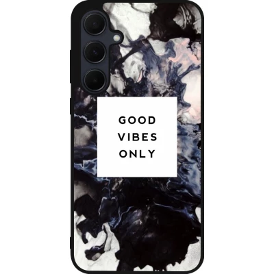 Samsung Galaxy A55 5G Case Hülle - Silikon schwarz Marble Good Vibes Only