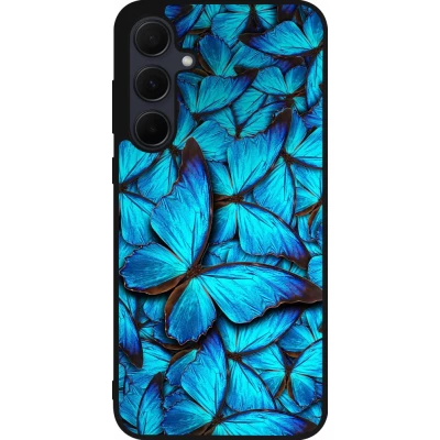 Samsung Galaxy A55 5G Case Hülle - Silikon schwarz Papillon bleu