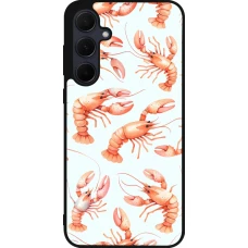Coque Samsung Galaxy A55 5G - Silicone rigide noir Pattern de homards pastels