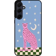 Samsung Galaxy A55 5G Case Hülle - Silikon schwarz Pink leopard with stars 2026