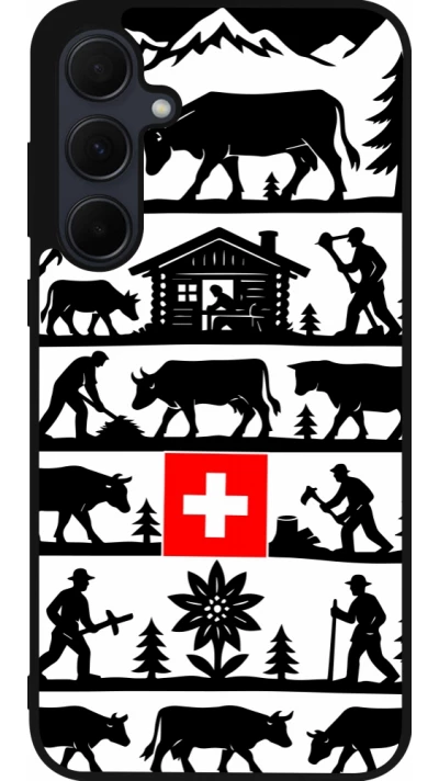Coque Samsung Galaxy A55 5G - Silicone rigide noir Poya Suisse 1