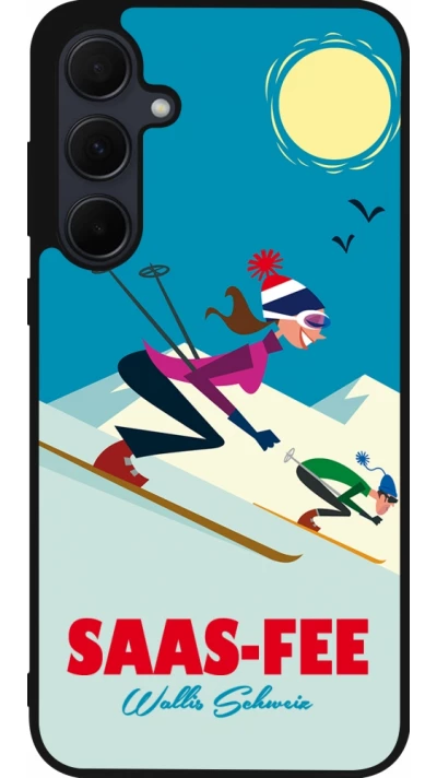 Coque Samsung Galaxy A55 5G - Silicone rigide noir Saas-Fee Ski Downhill