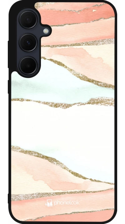 Coque Samsung Galaxy A55 5G - Silicone rigide noir Shimmering Orange