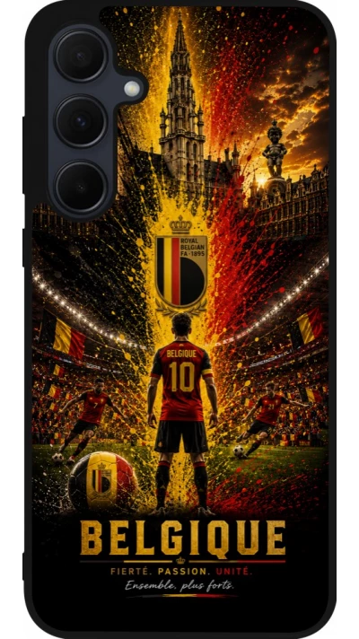 Samsung Galaxy A55 5G Case Hülle - Silikon schwarz Fussball Belgien splash 2026