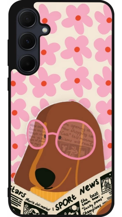 Samsung Galaxy A55 5G Case Hülle - Silikon schwarz Dog with newspaper Spring 2026