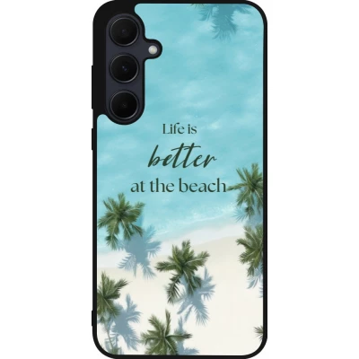 Samsung Galaxy A55 5G Case Hülle - Silikon schwarz Summer 2025 Life is better at the beach