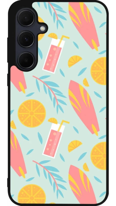 Coque Samsung Galaxy A55 5G - Silicone rigide noir Summer 2025 Pattern citron