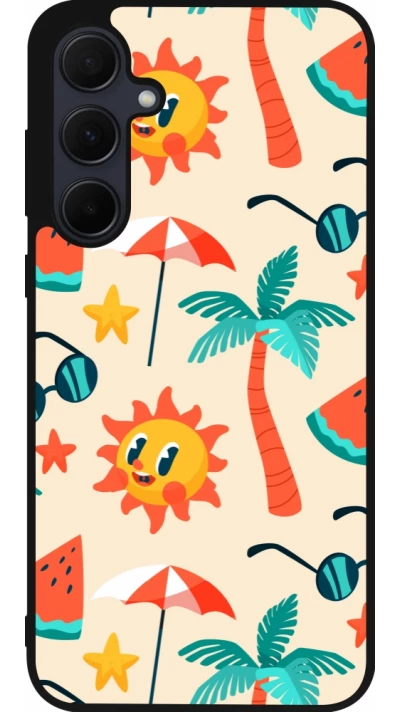 Coque Samsung Galaxy A55 5G - Silicone rigide noir Summer 2025 Pattern soleil