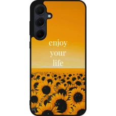 Coque Samsung Galaxy A55 5G - Silicone rigide noir Summer 2026 Enjoy your life