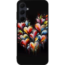 Samsung Galaxy A55 5G Case Hülle - Silikon schwarz Valentin 2024 Schwarzes Herz Abstrakt