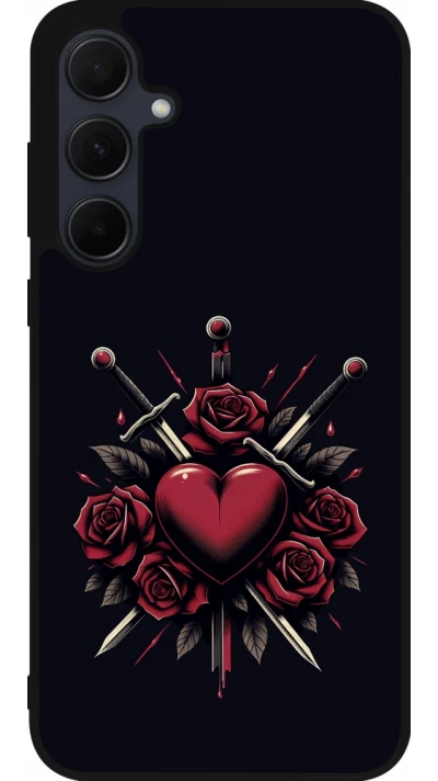 Coque Samsung Galaxy A55 5G - Silicone rigide noir Valentine 2024 gothic love