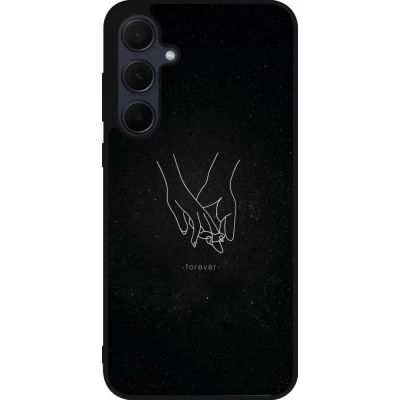 Coque Samsung Galaxy A55 5G - Silicone rigide noir Valentine 2023 hands forever