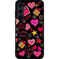 Samsung Galaxy A55 5G Case Hülle - Silikon schwarz Valentine 2023 love symbols