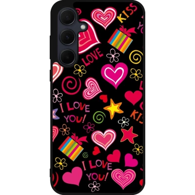 Samsung Galaxy A55 5G Case Hülle - Silikon schwarz Valentine 2023 love symbols