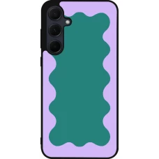 Coque Samsung Galaxy A55 5G - Silicone rigide noir Wavy Rectangle Green Purple