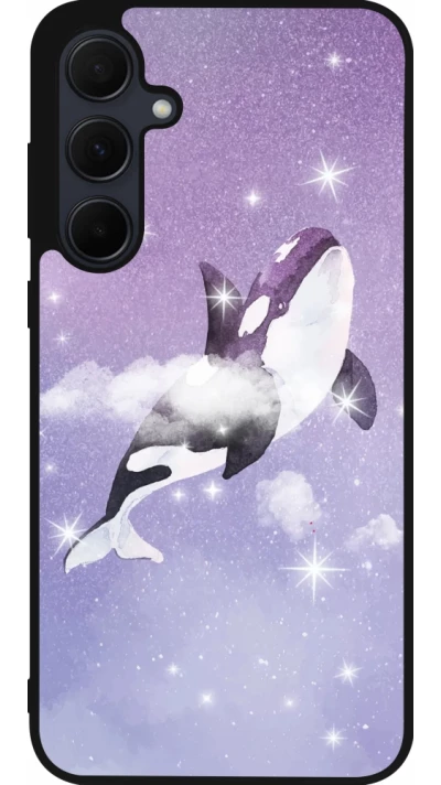 Samsung Galaxy A55 5G Case Hülle - Silikon schwarz Whale in sparking stars