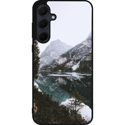 Coque Samsung Galaxy A55 5G - Silicone rigide noir Winter 22 snowy mountain and lake