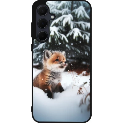 Samsung Galaxy A55 5G Case Hülle - Silikon schwarz Weihnachten 2023 Fuechslein Tanne