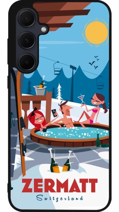 Coque Samsung Galaxy A55 5G - Silicone rigide noir Zermatt Mountain Jacuzzi