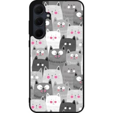 Coque Samsung Galaxy A56 - Silicone rigide noir Chats gris troupeau