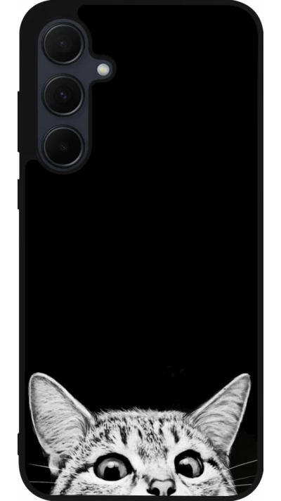 Samsung Galaxy A56 Case Hülle - Silikon schwarz Cat Looking Up Black