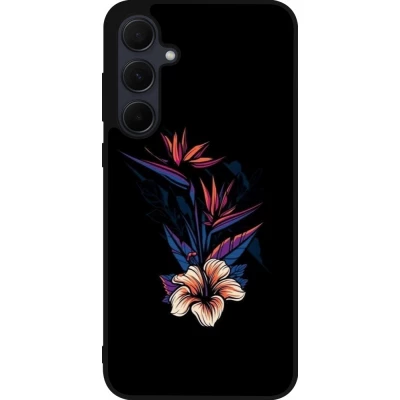 Samsung Galaxy A56 Case Hülle - Silikon schwarz Dark Flowers