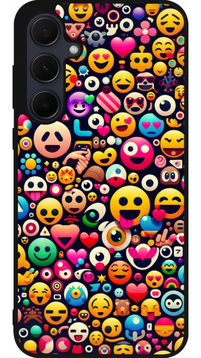 Coque Samsung Galaxy A56 - Silicone rigide noir Emoji Mix Color
