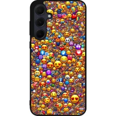 Samsung Galaxy A56 Case Hülle - Silikon schwarz Emoji gemischt