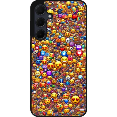 Samsung Galaxy A56 Case Hülle - Silikon schwarz Emoji gemischt