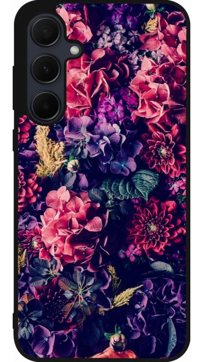 Coque Samsung Galaxy A56 - Silicone rigide noir Flowers Dark