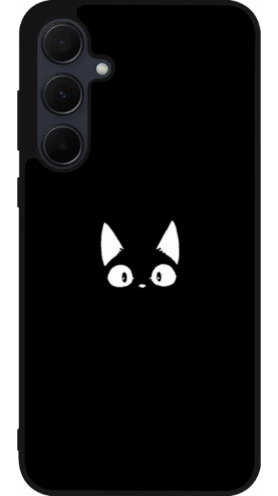 Coque Samsung Galaxy A56 - Silicone rigide noir Funny cat on black