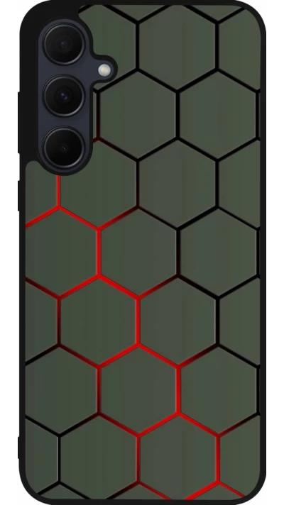 Coque Samsung Galaxy A56 - Silicone rigide noir Geometric Line red