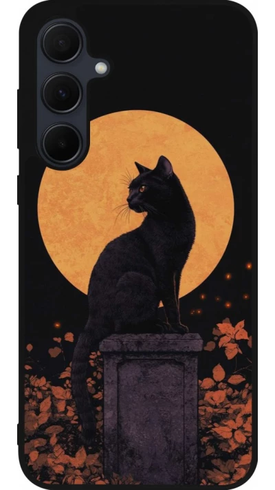 Samsung Galaxy A56 Case Hülle - Silikon schwarz Halloween 2026 Cat Art Nouveau