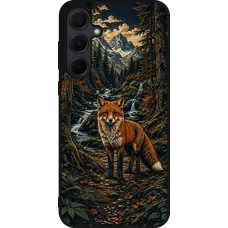Coque Samsung Galaxy A56 - Silicone rigide noir Linocut Renard