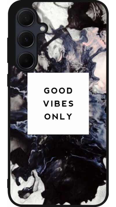 Samsung Galaxy A56 Case Hülle - Silikon schwarz Marble Good Vibes Only