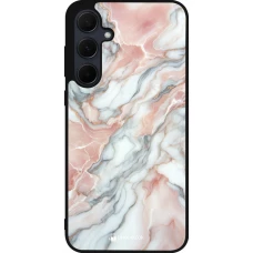 Coque Samsung Galaxy A56 - Silicone rigide noir Marbre Rose Lumineux