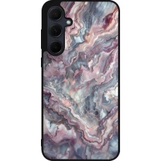 Coque Samsung Galaxy A56 - Silicone rigide noir Marbre violette argentée