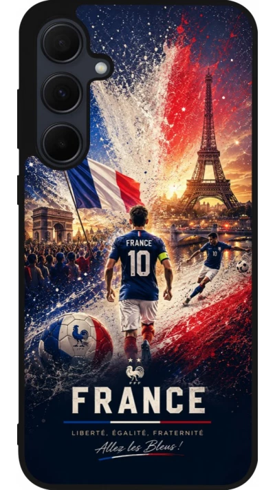 Coque Samsung Galaxy A56 - Silicone rigide noir Football France splash 2026
