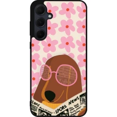 Samsung Galaxy A56 Case Hülle - Silikon schwarz Dog with newspaper Spring 2026