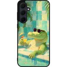 Samsung Galaxy A56 Case Hülle - Silikon schwarz Crocodile in the swimming pool Summer 2026