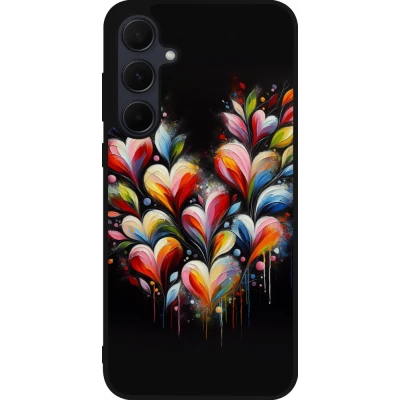 Coque Samsung Galaxy A56 - Silicone rigide noir Valentine 2024 Coeur Noir Abstrait