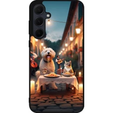 Samsung Galaxy A56 Case Hülle - Silikon schwarz Valentin 2024 Hund & Katze Kerzenlicht