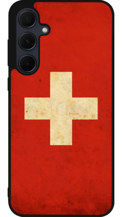 Coque Samsung Galaxy A56 - Silicone rigide noir Vintage Flag SWISS