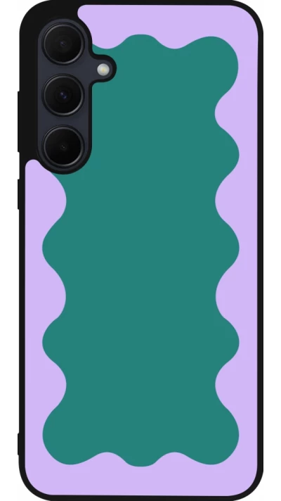 Samsung Galaxy A56 Case Hülle - Silikon schwarz Wavy Rectangle Green Purple