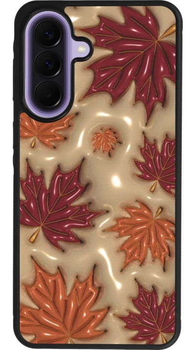 Coque Samsung Galaxy A57 5G - Silicone rigide noir Autumn 26 3D leaves